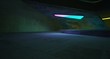 © SERGEYMANSUROV - Abstract architectural concrete smooth interior of a minimalist house with color gradient neon lighting. 3D illustration and rendering.