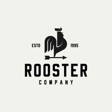 Rooster With Arrows Logo Vector In Isolated White Background