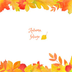 Wall Mural - Frame for design with autumn leaves in the shape of a circle