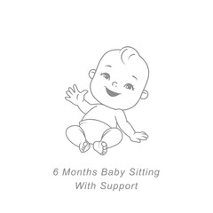 Wall Mural - little baby of 6 month. physical, emotional development milestones in first year. cute little baby b