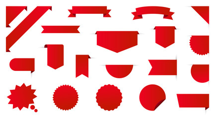 Wall Mural - label collection set. sale tags. discount red ribbons, banners and icons. shopping tags. sale icons.