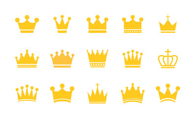 Wall Mural - big collection quolity crowns. gold crown. royal crown icons collection set. vintage crown. vector i