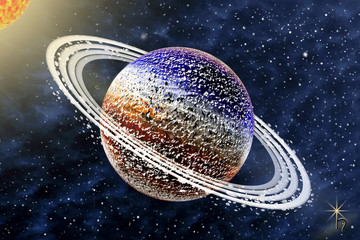 Wall Mural - Saturn - a sixth solar system planet