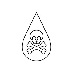 Wall Mural - Liquid drop with skull and crossbones linear icon. ector isolated outline drawing