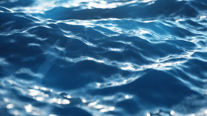 Sea wave low angle view. Ocean water background. Sea or ocean wave close-up view. Beautiful blue clean water. 3D rendering