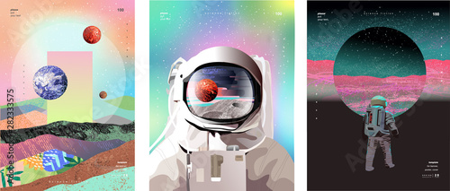 Fotografía Vector illustration of space, cosmonaut and galaxy for poster, banner or background