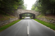 Middle Of The Road Historic Stone Bridge In Acadia National Park