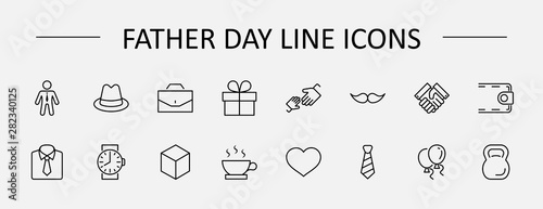 Fotografía Father's Day Set Line Vector Icons