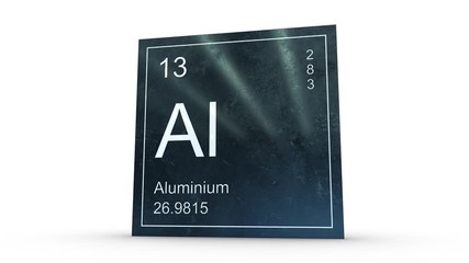Fototapete - Aluminium element symbol from the periodic table on metallic square icon 3D animation
