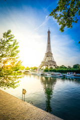 Sticker - eiffel tour over Seine river