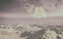 Majestic Alien Planet Environment With Epic Fantasy Sky Concept Art 