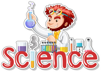Wall Mural - sticker design with scientist doing experiment