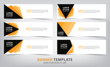 Set Of Six Abstract Orange Web Banner Templates, Vector Illustration