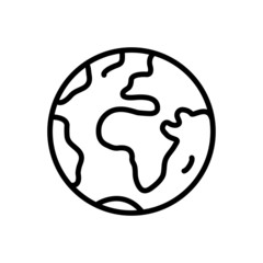 black line icon for earth