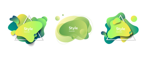 Fototapete - Set of green design elements in triangles