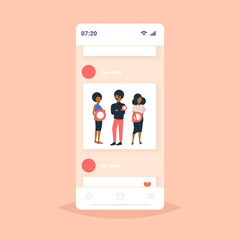 Poster - businesspeople holding geo pin tag pointer african american people with location marker gps navigation business position concept online mobile app smartphone screen flat full length
