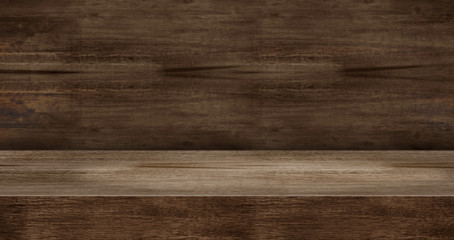 Aufkleber - wooden texture table product display background.3d perspective studio photography stand.banner mokc up space for showcase product.empty countertop backdrop..buseiness presentation for advertise