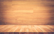 © hakinmhan - Empty wood table top on wood wall background.For montage product display or design key visual