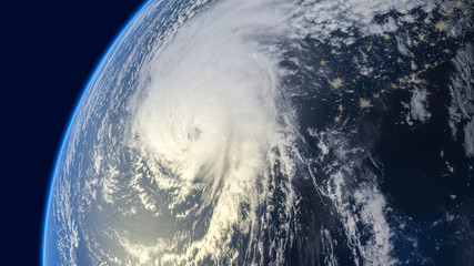 Wall Mural - tropical hurricane visible on earth from space .elements of this image furnished by nasa- 3d illustr