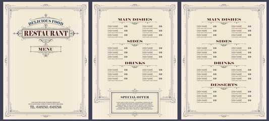 Template cafe or restaurant menu.