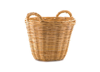 Poster - Vintage weave wicker basket isolated on white background