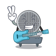 Sticker - With guitar waffle iron in cartoon kitchen cabinet