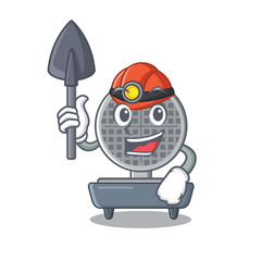 Sticker - Miner waffle iron in cartoon kitchen cabinet