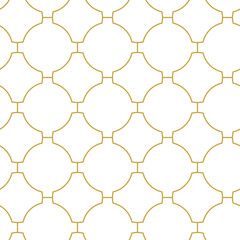 Wall Mural - Monochrome linear oriental ornament. Seamless geometric vector pattern in gold color