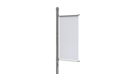 Wall Mural - Blank pole banner mockup template on isolated white background, ready for design presentation, 3d illustration