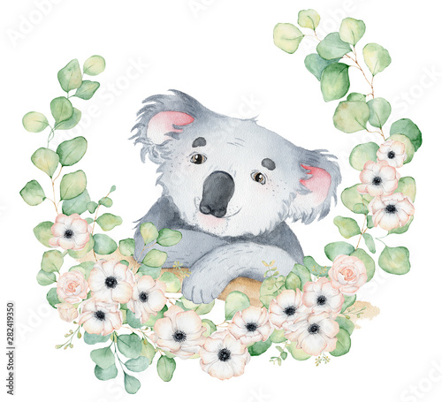 Dekoracja na wymiar  koala-mis-ladny-charakter-zwierzat-akwarela-ilustracja