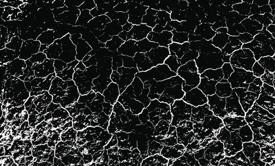 Poster - Cracked Surface Grunge Texture Vector. Uneven Overlay. Distressed Grungy Effect. Vector Illustration.Black Isolated on White Background. EPS 10.