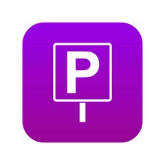 Poster - Parking sign icon digital purple for any design isolated on white vector illustration