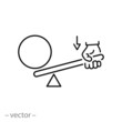 leverage icon, lever effort, balance line symbol on white background - editable stroke vector illustration eps10