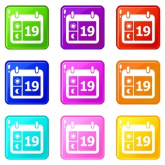 Poster - Weather calendar icons set 9 color collection isolated on white for any design