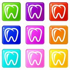 Wall Mural - Molar icons set 9 color collection isolated on white for any design
