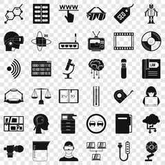 Poster - Server icons set. Simple style of 36 server vector icons for web for any design