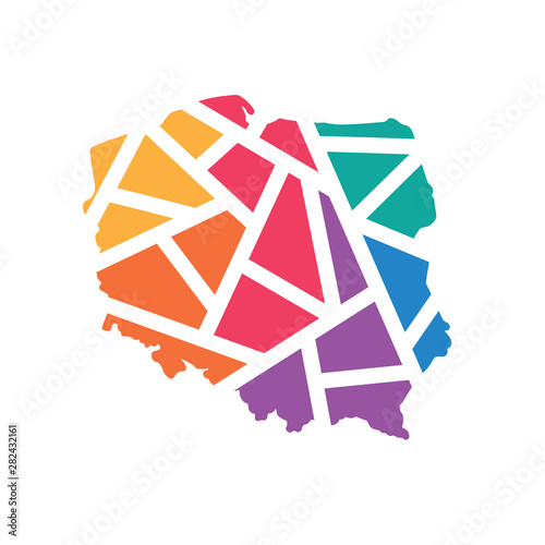 Fotografía colorful geometric Poland map- vector illustration
