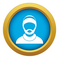 Poster - Bearded man avatar icon blue vector isolated on white background for any design