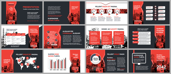 City Background Business Company Presentation with Infographics Template.