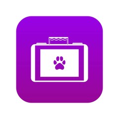 Canvas Print - Suitcase for animals icon digital purple for any design isolated on white vector illustration