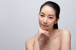 © Shutter B - Portrait of beautiful young asian woman clean fresh bare skin concept. Asian girl beauty face skincare and health wellness, Facial treatment, Perfect skin, Natural make up. Isolated on gray background