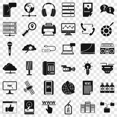 Poster - News icons set. Simple style of 36 news vector icons for web for any design