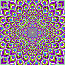 Background From Feathers Of Peacock. Optical Expansion Illusion.