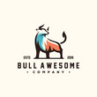 awesome bull color logo design