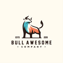 Awesome Bull Color Logo Design