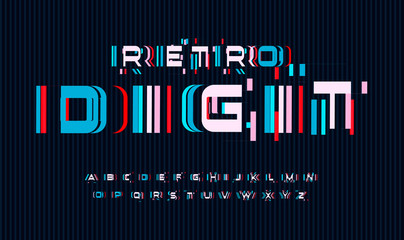 Poster - Screen glitches letters set. No signal or bad signal for vector alphabet. Led screen rgb error effect for font. Typography design.