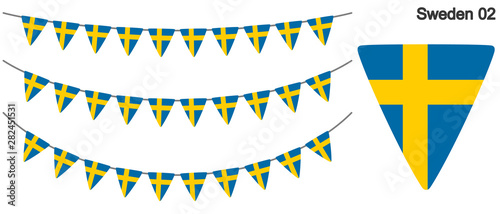 Fotomural スウェーデンの国旗のガーラーンド ベクターデータ(bunting garland)
