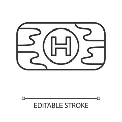 Sticker - First aid kit linear icon. Video game container, equipment. Medical aid bag, treatment for player. Computer game inventory. Esports player item. Vector isolated outline drawing. Editable stroke