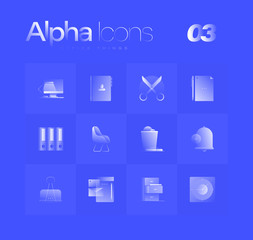 office things alpha icons set