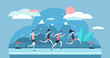 © VectorMine - Running vector illustration. Flat tiny sport exercise persons crowd concept